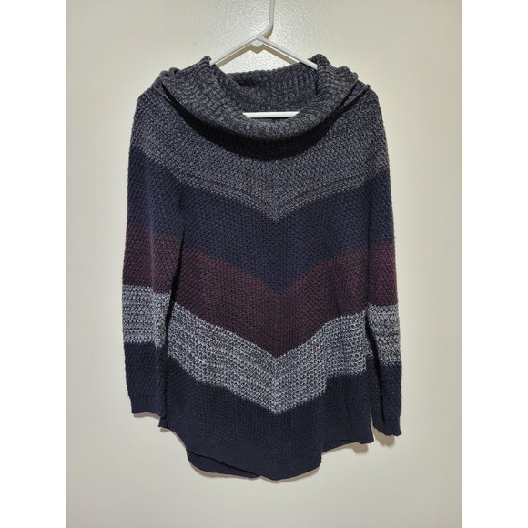 Fortune + Ivy Sweaters - Fortune + Ivy Cowl Neck Sweater Womens Large Multi Color Chevron Knit